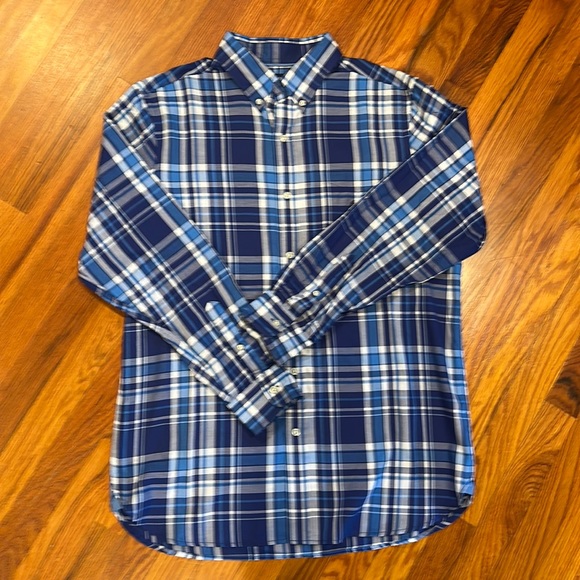 Blue plaid button down - Picture 1 of 4